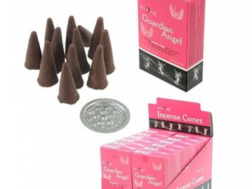 Stożki zapachowe Guardian Angel, opakowanie i podstawkę do palenia.