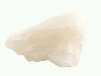 Biały kryształ gipsu na jasnym tle.