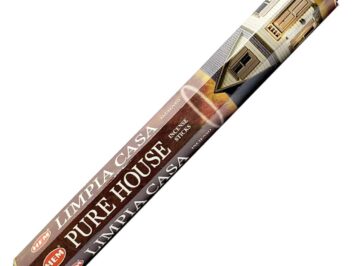 Opakowanie patyczków zapachowych HEM Pure House Limpia Casa z ilustracją domu.