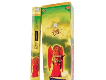 Dwie paczki kadzidełek Flute z wizerunkiem anioła grającego na instrumencie.