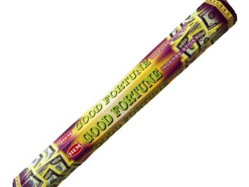 Opakowanie patyczków zapachowych HEM Good Fortune w żółto-fioletowej kolorystyce.