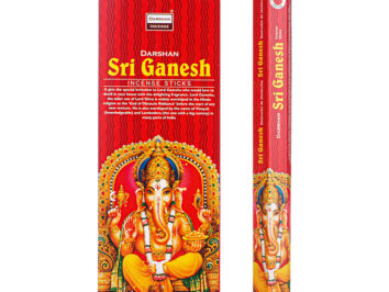 Czerwone opakowanie kadzidełek „Sri Ganesh” z wizerunkiem hinduskiego boga Ganesha.