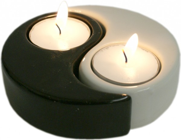 komplet 2 podstawek "Yin Yang" - na dwie płaskie świeczki typu "tealight"