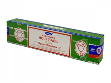 Kadzidełka Holy Basil w zielonym opakowaniu z patyczkami. Zielone opakowanie kadzidełek Satya Nag Champa Holy Basil o wadze 15 g.