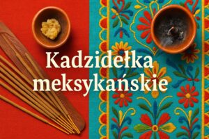 Kadzidełka meksykańskie na kolorowym etnicznym tle w stylu Meksyku. Kadzidełka, żywica i tlące się kadzidło na kolorowej tkaninie z meksykańskim wzorem.