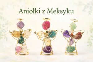 Aniołki z Meksyku z drucików i kamieni – ręcznie wykonane figurki
